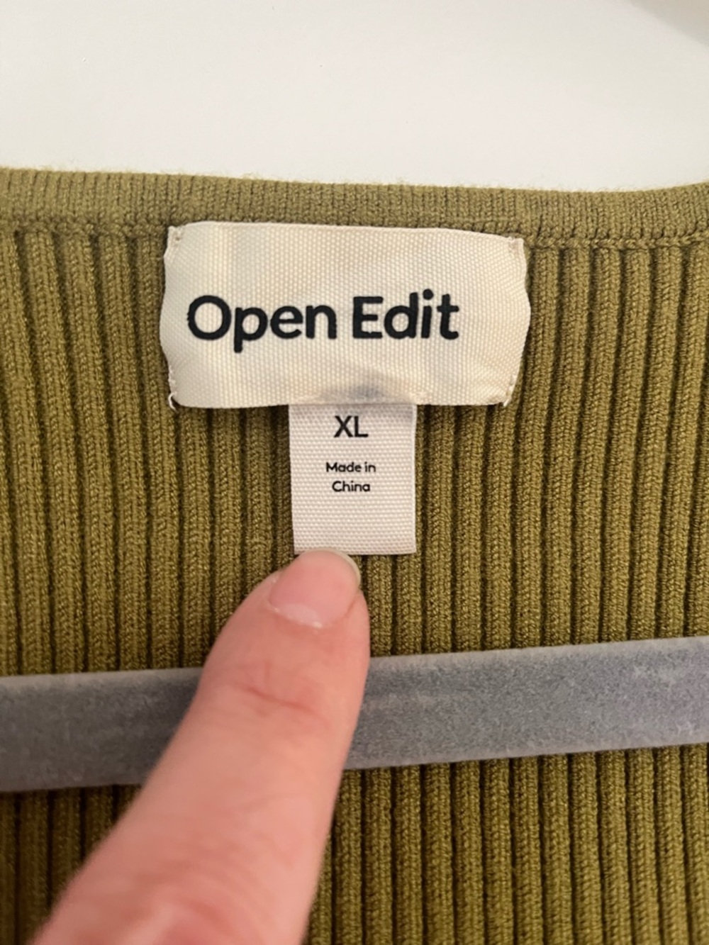 Open Edit Olive Ribbed Square-Neck Crop Top NWOT - Picture 2 of 3